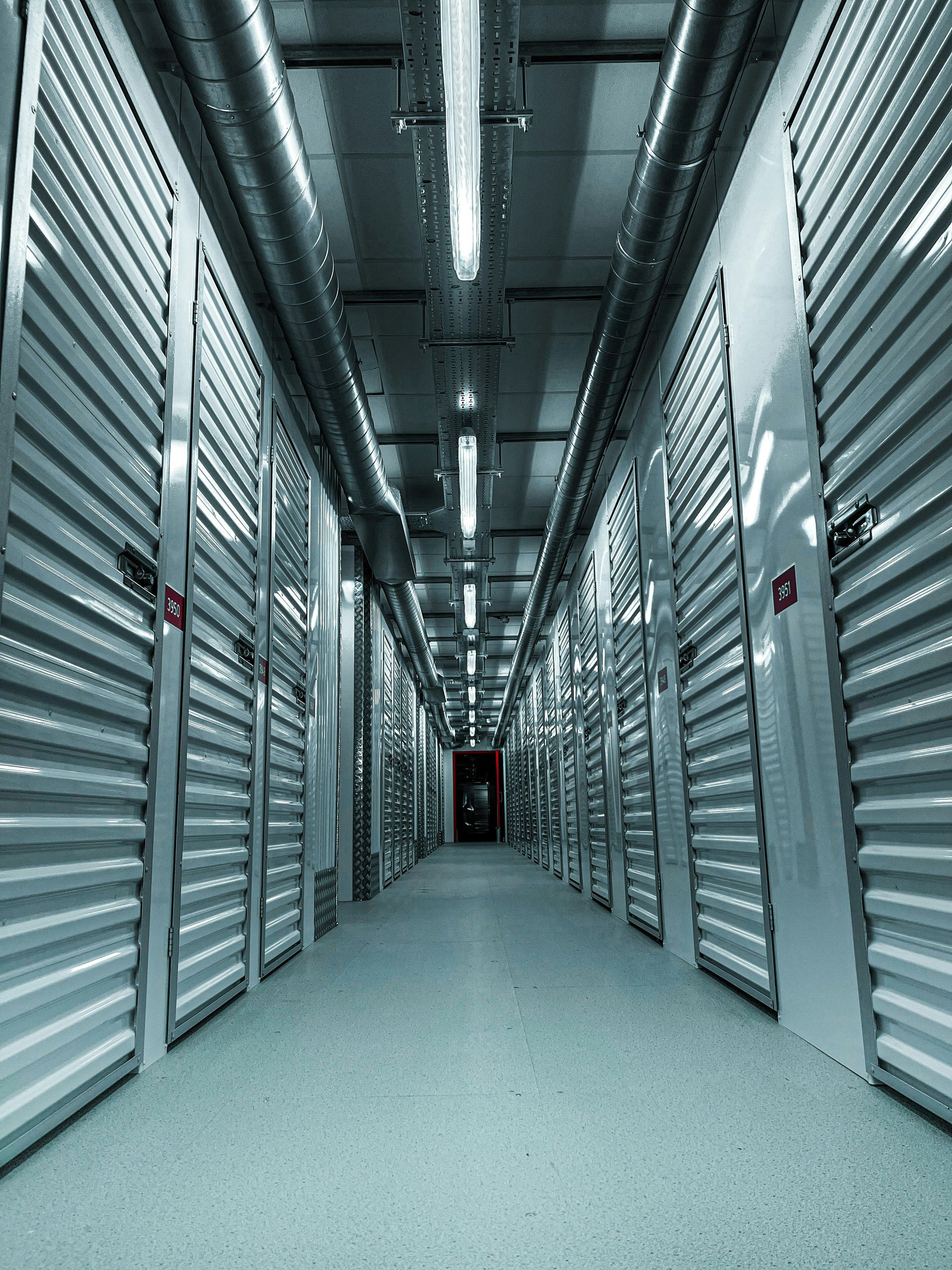 a hallway with metal walls